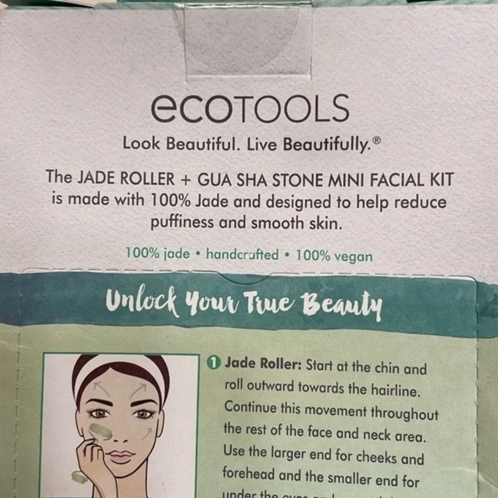 EcoTools‎ Jade Roller Gua Sha Stone Mini Facial Kit New Original Packaging